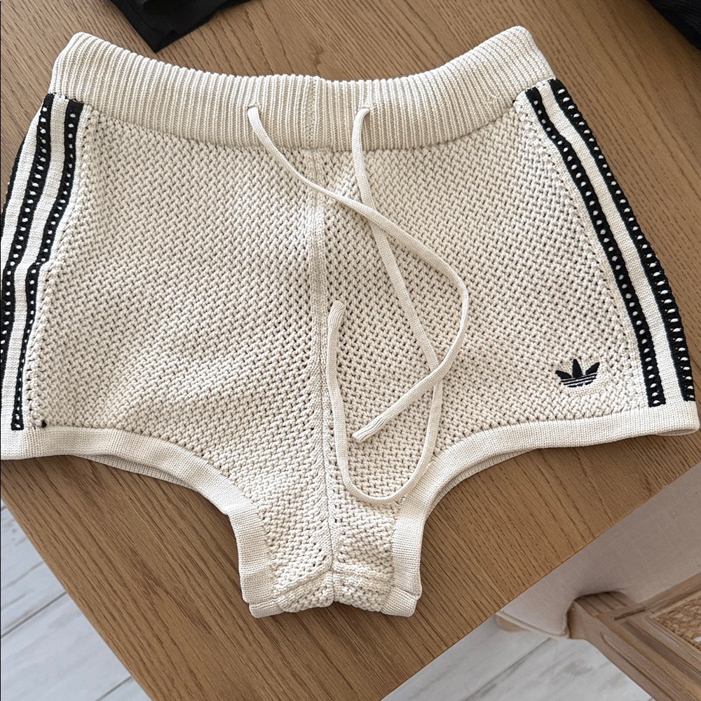 Adidas Women's Beige Knit Athletic Shorts